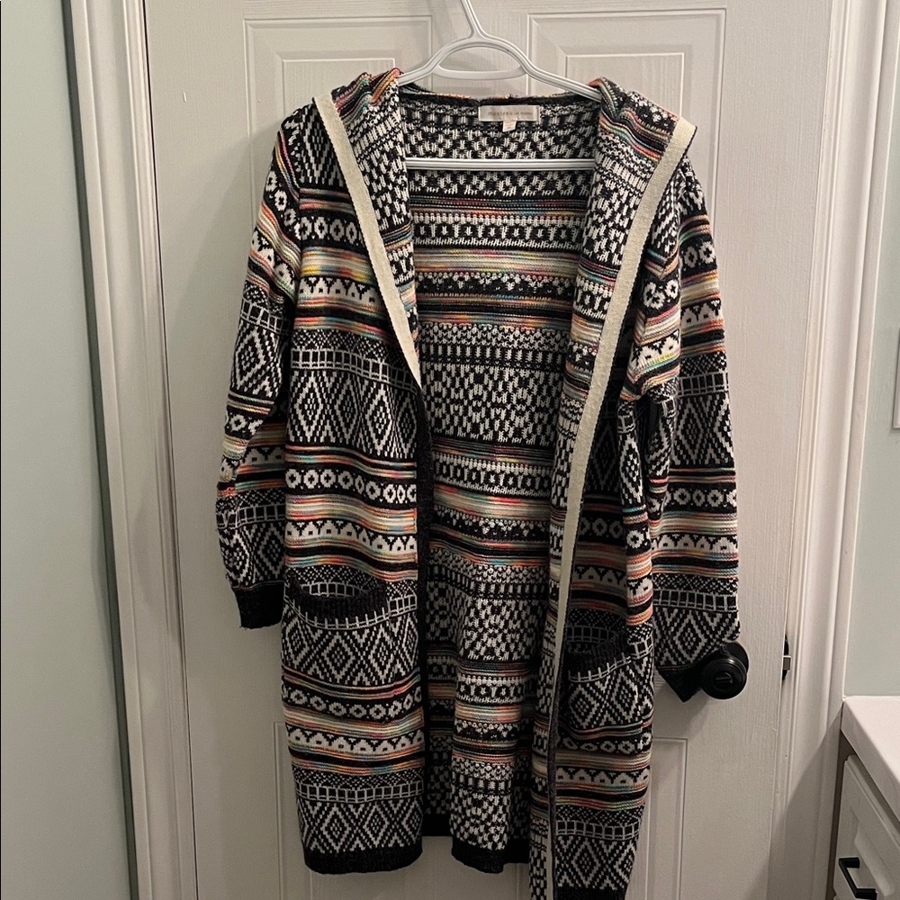 Monteau Black and White Knit Cardigan